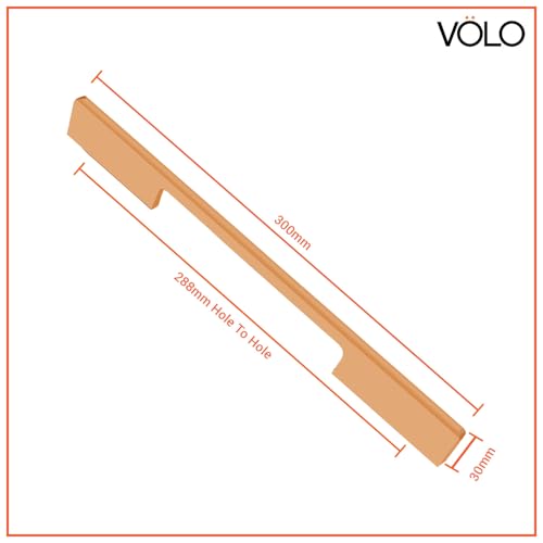 Image of VOLO Wardrobe Cabinet Handle - Multi-Use Pull Handle for Wardrobe, Drawer, Sliding Closet, and Door in Kitchen, Office, and Bedroom Pack of 1 (Rose Gold, 288MM (12 Inch))