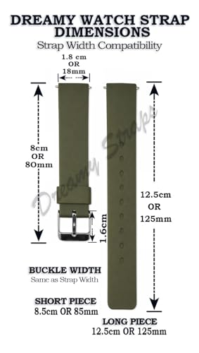 Image of DREAMY DESIGNS 18mm Soft Silicone Waterproof Breathable Watch Strap Metal Buckle Replacement for Men & Women - PACK OF 1 (MILITARY GREEN)