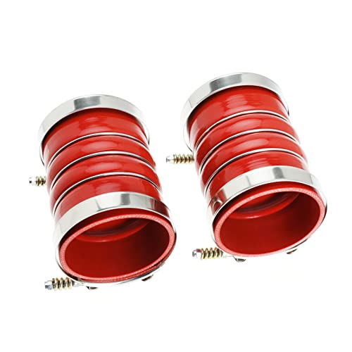 Image of Silicone Charge Air Cooler Hump Hose Boot Set 4 inch X 6 inch 4 inch with T Bolt Clamp Red