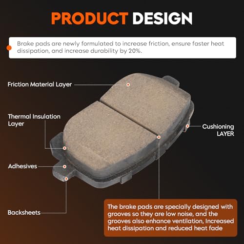 Image of Front Semi-Metal Brake Pads Set for Pontiac Vibe 2003-2008, for Toyota Corolla 2003-2008, Matrix 2003-2008 (Except 2007-2008 XRS Model), 4PCS
