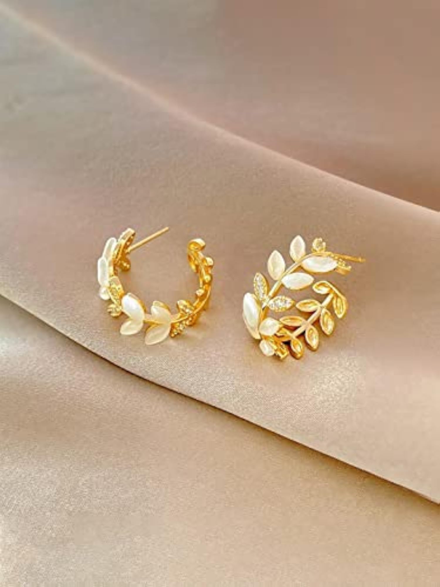 Crystal Stone Studded Half Bali Clip On Hoop Earrings