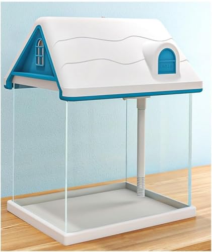 【TRENIE】ライト付きミニ水族館 デスクトップ小型ガラス水槽 生態学的造園タンク リビングルーム向け 熱帯魚 メダカ 金魚飼育セット