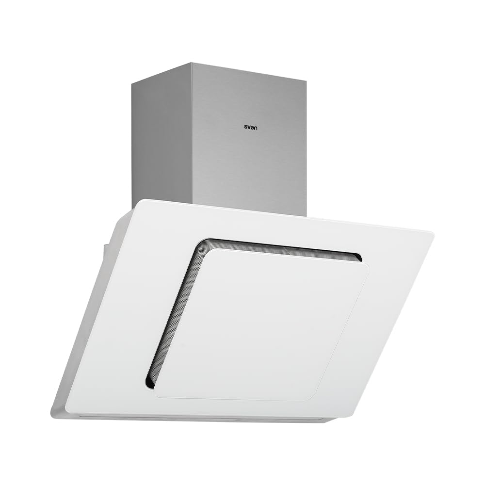 Svan Campana Extractora Inclinada 80cm Cristal blanco SVCC8080B. Potencia 790m3/h, Tiro Doble, 3 Velocidades, Control Táctil,