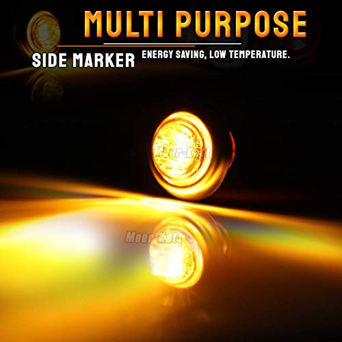 Meerkatt (Pack Of 100 3/4 Inch Round Mini 3 Led Side Marker Amber Lights With Stainless Chrome Bezel Sealed Trailer Pickup Truck Lorry 12V Dc Waterproof #TOP4