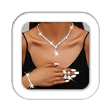 Zoestar Bridal Wedding Jewelry Set Rhinestone Necklace Earrings Bracelet Sets Formal Costume Jewelry for Women (Silver)