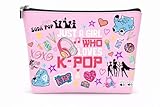 TWOLEMON K-Pop Makeup Bag Portable Canvas Cosmetic Pouch With Zipper Closure Cute kpop Organizer for Travel, Toiletries, Makeup Brushes & Daily Essentials