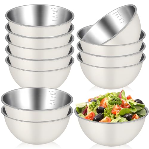 Juego de 12 tazones mezladores de acero inoxidable 1.3qt miniatura 1