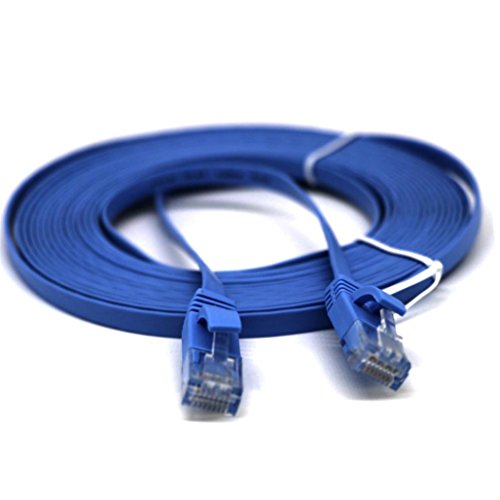 1M/2M/3M/5M/10M/15M/20M RJ45 CAT6 Ethernet Network LAN Cable Flat UTP Patch Router Interesting Lot ,Tuscom (1M, Blue)