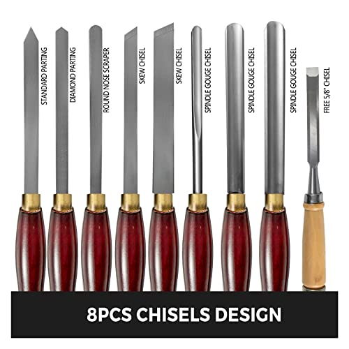 Juegos de cinceles para laboratorios de torno de madera de 8 piezas 6
