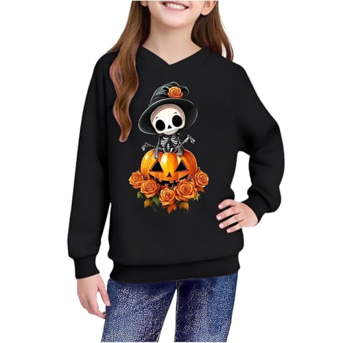Girls Halloween Hoodies 2025 Casual Long Sleeve Funny Graphic Cute Print Shirts Fall Loose Fit Hooded Sweatshirts4