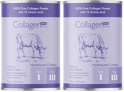 Collagen Powder 500g, %100 Saf, Doğal Çift Hidrolize Kolajen Peptitler (50 Porsiyon) (2 paketi)