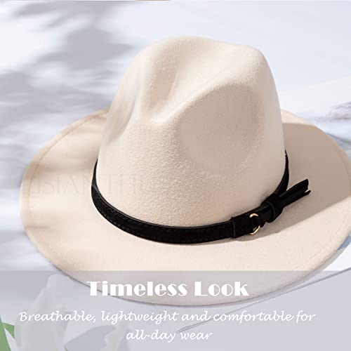 Image of Lisianthus Men & Women Vintage Wide Brim Fedora Hat | Classic Belt Buckle Decor, Adjustable Drawstring, Inner Breathable Sweatband, Timeless Style, Ideal for Travel & Daily
