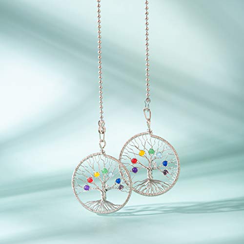 Image of LONGSHENG Silver Tree of Life Fan Pull Chain Fan Light Replacement Extender Pull Chain, Pack of 2