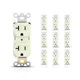 TOPELER Duplex Electrical Receptacle Outlets, 20A Standard Wall Power Outlets for Commercial and Residential, Non-Tamper Resistant, 2 Pole 3-Wire, Self-Grounding, UL Listed, Light Almond, 10 Pack