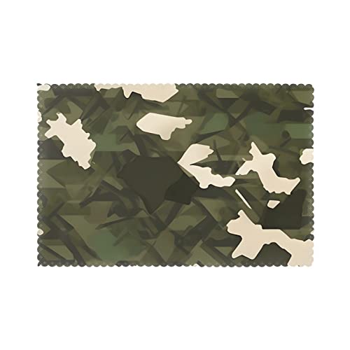 Mantel individual antideslizante resistente al calor con diseño de camuflaje militar, lavable, resistente a las manchas, fácil de limpiar.