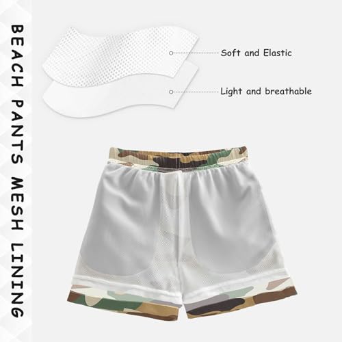 Pigsaly Boys' Swim Board Shorts Army Camouflage Brown Green Camo Print Boy's Swim Trunks Kids Swimwear 5T4