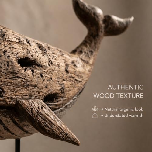 Baleine décorative en bois naturel objet poétique pour salon - 4