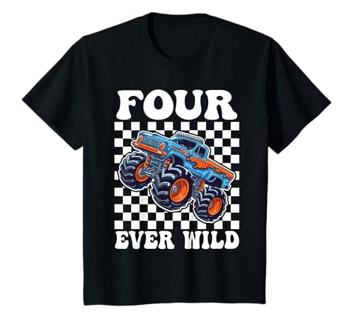 4th Birthday Monster Truck 4 Year Old Boys 4th Party T-Shirt