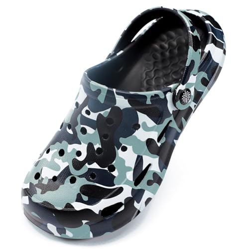 Image of Kids Boys Girls Classic Camo Garden Clogs & Mules | Lightweight Summer Shoes - Quick-Dry Non-Slip Beach Clogs