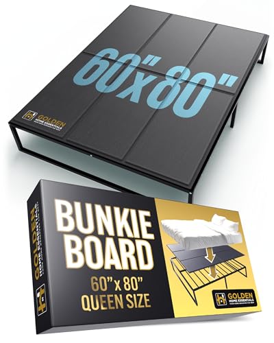 Golden Home Essentials Premium 10mm Bunkie Board Queen Size (60x80'') – Slim Mattress Support – Quiet, and Moisture-Resistant Bed Board for Platform Bed Frames and Box Springs