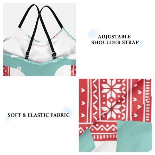 Girls One Piece Swimsuits Polar Bears in Winter Clothes Sport Halter Swimwear Beach Bathing Suit,7-8T3