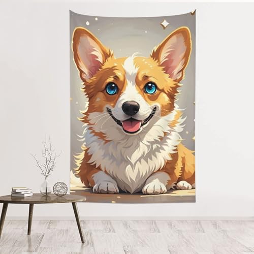 Tapisserie murale corgi décoration murale sans dommage pour locataire