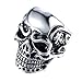 Homxi Anillo Gotico Anillo Punk Hombre,Anillos Calavera 33 mm Anillo Acero Inoxidable Hombre Plata Anillos Talla 22(62mm)