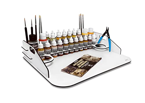 Paint Station con Mesa de Trabajo para Pinturas Vallejo, Pinceles Miniatura, Herramientas Modelismo, Acrilicos para pintar Warhammer, Warhammer 40K, Maquetas. Pinturas NO incluidas