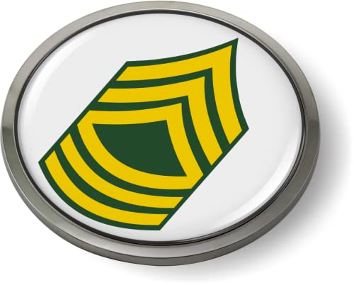 Image of US Army Rank Insignia CAR Emblem Metal Bezel - Master Sergeant E-8 (MSG) | Official U.S. Army Licensed Product, 3D Domed, Enlisted Soldiers Chrome Badge, Sticker, made by BestLicensePlateFrames