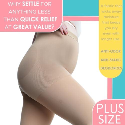 Zeta Wear Compression Stockings Plus Size Tights Pantyhose for Women - High Waist Graduated Medical Support Hose Leggings4