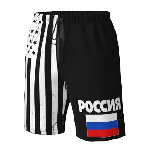 Russia Flag Russian Flags Mens Swim Trunks Board Shorts Quick Dry Mens Swimsuit,Summer Beach Short with Pockets4
