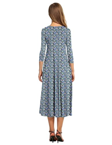 Image of HOTOUCH Women's 3 /4 Sleeve A-line and Flare Midi Long Dress