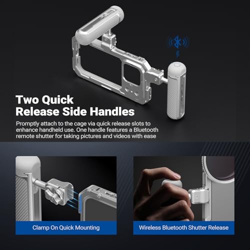 Image of NEEWER Phone Cage Kit Compatible with iPhone 17 Pro Max Only, Video Rig Stabilizer Accessories with 67mm Filter Ring, 17mm Lens Backplate, T Mount Adapter, Two Quick Release Handles, PA144 (Silver)