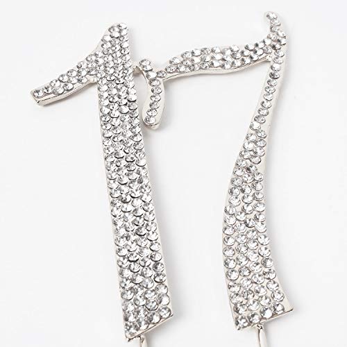 Hatcher Lee Bling Crystal Rhinestone 17 Birthday Cake Topper - Best Keepsake | 17Th Party Decorations Silver #TOP1