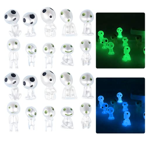 20 Pcs Garden Gnome Statue Glowing In Dark, Luminous Tree Spirit Elves Dolls Micro Jade Landscape Gardening Potted Plants Decoration Outdoor Patio Lawn Yard Ornaments(Blue 10Pcs , Green 10Pcs) #TOP17