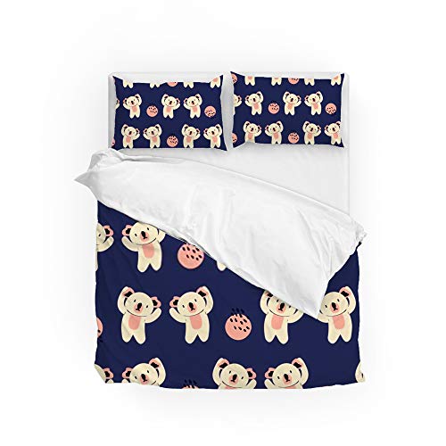 Housse de couette koala rose King avec ses 2 taies d'oreiller
