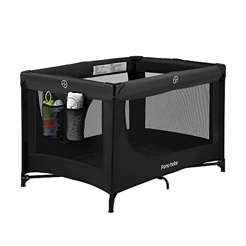 Image of Pamo Babe Portable Crib Baby Playpen with Mattress and Carry Bag (Black)