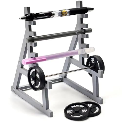 YUMMIS Squat Rack Pen Holder, Barbell Gym Pen Holder Fun Desktop Accessories for Office Desk Mini Pen Organizer Unique for All Fitness Enthusiasts and Weightlifting Fans Pencil Holders for Funny Gift