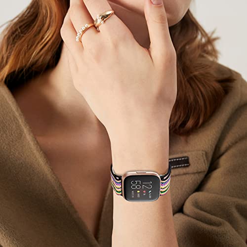 ESeekGo Pulseiras elásticas compatíveis com Fitbit Versa 2/pulseiras Fitbit Versa para mulheres e ho