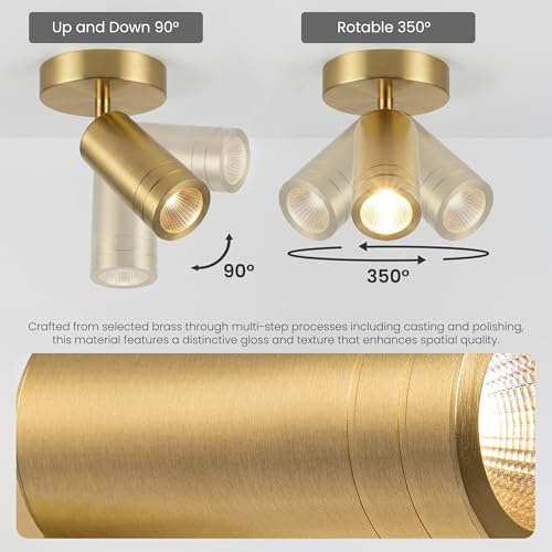 Image of LED Gold Dimmable Ceiling Spotlight Indoor - Solid Copper Fixtures