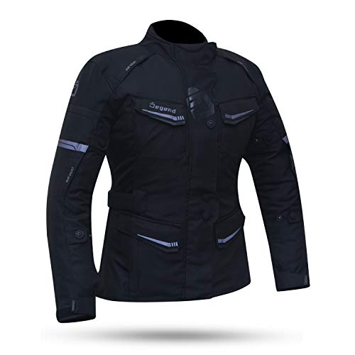 DEGEND TRAVEL LADY | Motorcykeljacka Kvinnor med skydd - Vattentät andningsbar jacka och vindskydd - Motorcykelkläder Motorcykeljacka Kvinnor - Storlekar (XS-XXL), Svart, L