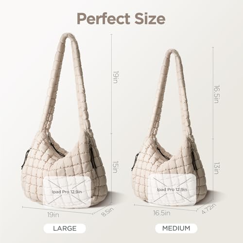 Image of Puffer Tote Bag for Women Large Quilted Crossbody Bag Quilted Carryall Bag Soft Puffy Hobo Handbags Puff Purse Shoulder Bag