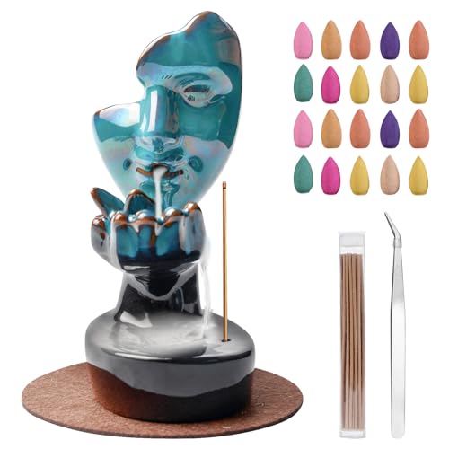 Porte-encens en céramique, brûleur d'encens à refoulement, brûleur d'encens, fontaine à encens, pour décoration d'intérieur, yoga, méditation, bureau, aromathérapie