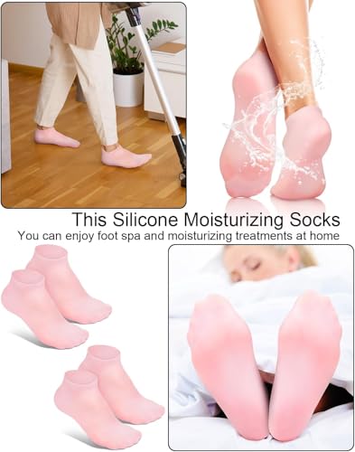 Image of UCRAVO Silicon Heel Socks for Cracked Heels (Pack of 1) | Moisturizing Gel Socks with Vitamin E & Natural Oils | Foot Care Spa Socks for Dry Feet, Heel Pain, Callus Repair Softening| Men & Women