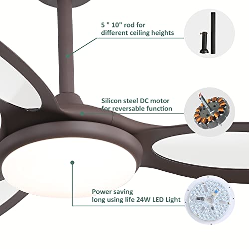 Sofucor 44 Inch Ceiling Fan With Led Lights 3 Abs Fan Blades Modern Ceiling Fan Reversible Dc Motor Remote Control For Living Room Dining Room Farmhouse Restaurant (4403-Br-Dc-Z) #TOP2