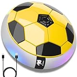 Storio Rechargeable Hover Football Toy for Kids | Indoor Floating Air Soccer Ball with LED Lights | Electric Hover Ball Game for Boys | Birthday Gift for Ages 3–10+ Years - Yellow