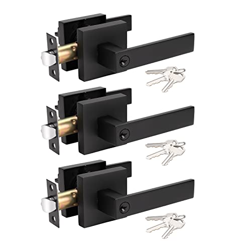 KNOBWELL 3 Pack Heavy Duty 2.13 lb Black Door Handles Exteri...