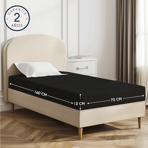 Miniatura 2 de Dreamzie Sabanas 70x160 Ajustable - Algodon Oeko Tex Certificado - Negro - Sábanas Bajeras 70 X 160-100 Jersey