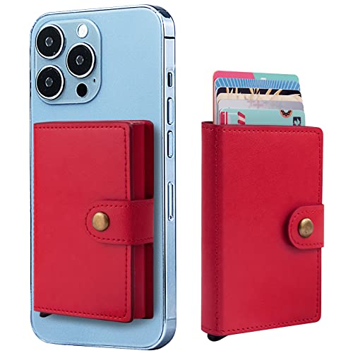 KIKET Magnetic RFID Wallet Stand 6 Cards Holder Pop-up Leather Wallet Designed for MagSafe Compatible with iPhone 13 13 Mini 13 Pro 13 Pro Max, and iPhone 12 Series, Dark Red