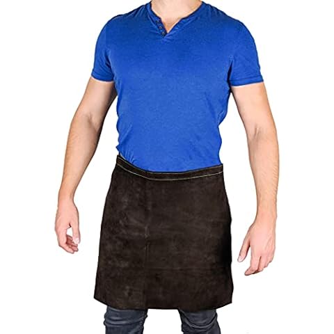 Waylander Welding Leather Waist Apron Heat Flame Resistant Heavy Duty Bib Dark Brown (24"x24") Cover
